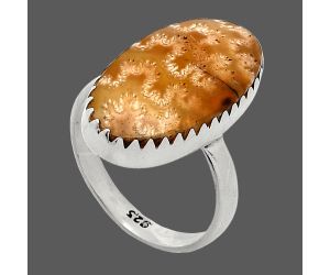 Sutured Ammonite Ring size-8 SDR238664 R-1210, 12x23 mm