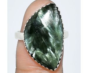 Russian Seraphinite Ring size-7.5 SDR238682 R-1210, 14x23 mm