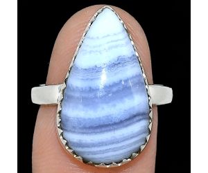 Blue Lace Agate Ring size-7.5 SDR238691 R-1210, 12x21 mm