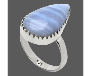 Blue Lace Agate Ring size-7.5 SDR238691 R-1210, 12x21 mm