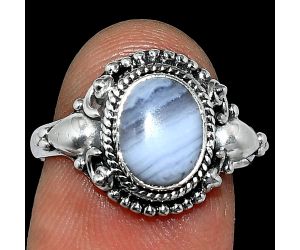 Blue Lace Agate Ring size-8 SDR238713 R-1291, 7x9 mm