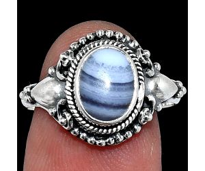 Blue Lace Agate Ring size-8 SDR238714 R-1291, 7x9 mm