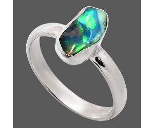 Ethiopian Opal Rough Ring size-9 SDR238733 R-1001, 6x12 mm