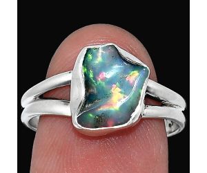 Ethiopian Opal Rough Ring size-9 SDR238743 R-1002, 8x10 mm