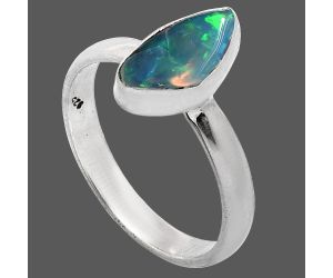 Ethiopian Opal Rough Ring size-9 SDR238746 R-1001, 6x12 mm