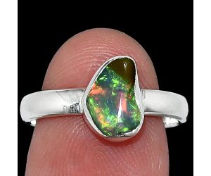 Ethiopian Opal Rough Ring size-7.5 SDR238749 R-1001, 6x9 mm
