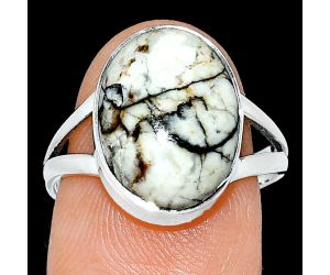 Authentic White Buffalo Turquoise Nevada Ring size-8 SDR239010 R-1002, 11x15 mm