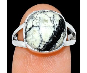 Authentic White Buffalo Turquoise Nevada Ring size-7 SDR239021 R-1002, 12x12 mm