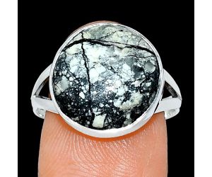 Authentic White Buffalo Turquoise Nevada Ring size-9 SDR239024 R-1002, 14x14 mm