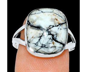 Authentic White Buffalo Turquoise Nevada Ring size-9 SDR239034 R-1002, 13x15 mm