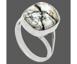 Authentic White Buffalo Turquoise Nevada Ring size-9 SDR239034 R-1002, 13x15 mm