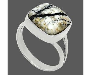 Authentic White Buffalo Turquoise Nevada Ring size-8 SDR239037 R-1002, 13x13 mm