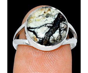 Authentic White Buffalo Turquoise Nevada Ring size-7 SDR239038 R-1002, 12x12 mm