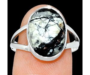 Authentic White Buffalo Turquoise Nevada Ring size-8 SDR239067 R-1002, 11x15 mm