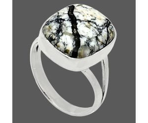 Authentic White Buffalo Turquoise Nevada Ring size-8 SDR239068 R-1002, 13x15 mm