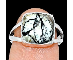 Authentic White Buffalo Turquoise Nevada Ring size-7 SDR239074 R-1002, 11x11 mm