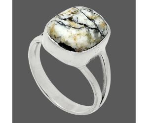 Authentic White Buffalo Turquoise Nevada Ring size-7 SDR239079 R-1002, 10x12 mm