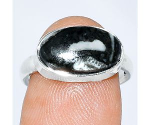 Mexican Cabbing Fossil Ring size-7.5 SDR239108 R-1057, 8x14 mm