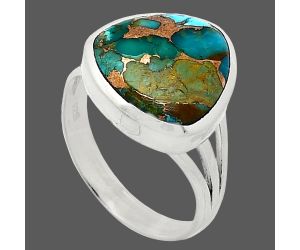 Kingman Copper Teal Turquoise Ring size-8 SDR239163 R-1006, 13x13 mm