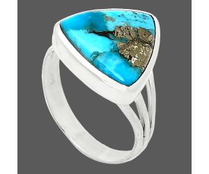 Kingman Turquoise With Pyrite Ring size-7.5 SDR239195 R-1006, 13x13 mm