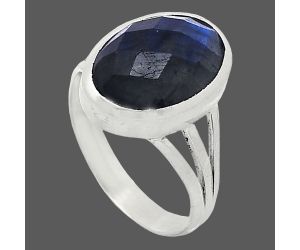 Blue Fire Labradorite Checker Ring size-7.5 SDR239228 R-1006, 10x14 mm