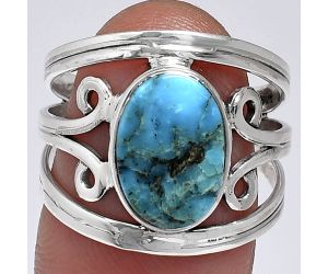 Natural Turquoise Morenci Mine Ring size-7.5 SDR239232 R-1132, 9x12 mm