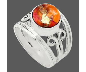 Kingman Orange Dahlia Turquoise Ring size-6 SDR239233 R-1132, 9x9 mm