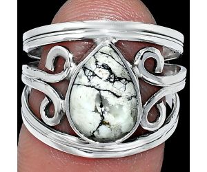 Authentic White Buffalo Turquoise Nevada Ring size-7 SDR239262 R-1132, 8x11 mm