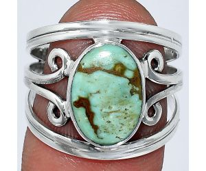 Natural Rare Turquoise Nevada Aztec Mt Ring size-7.5 SDR239275 R-1132, 9x12 mm