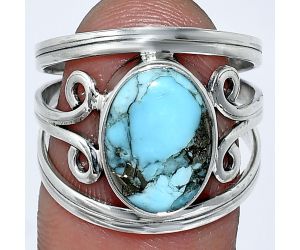 Kingman Turquoise With Pyrite Ring size-7.5 SDR239281 R-1132, 9x12 mm