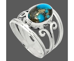 Kingman Turquoise With Pyrite Ring size-8 SDR239282 R-1132, 8x12 mm