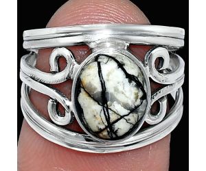 Authentic White Buffalo Turquoise Nevada Ring size-6.5 SDR239291 R-1132, 8x10 mm