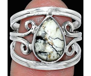 Authentic White Buffalo Turquoise Nevada Ring size-8 SDR239293 R-1132, 8x12 mm