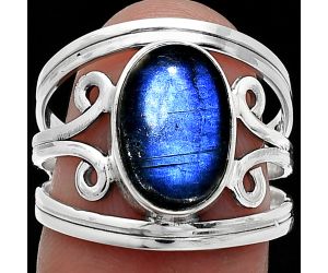 Blue Fire Labradorite Ring size-8 SDR239297 R-1132, 8x12 mm