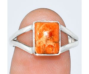 Red Sponge Coral Ring size-8 SDR239327 R-1008, 7x9 mm