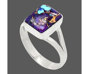 Kingman Purple Dahlia Turquoise Ring size-7 SDR239332 R-1008, 8x10 mm