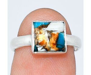 Spiny Oyster Turquoise Ring size-6 SDR239334 R-1007, 8x8 mm