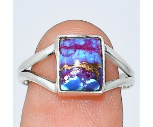Kingman Purple Dahlia Turquoise Ring size-8 SDR239346 R-1008, 7x9 mm