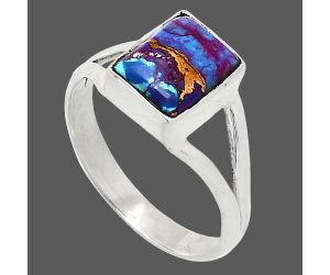 Kingman Purple Dahlia Turquoise Ring size-8 SDR239346 R-1008, 7x9 mm