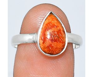 Red Sponge Coral Ring size-8.5 SDR239347 R-1007, 8x12 mm