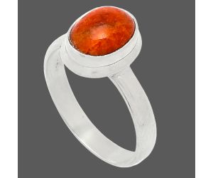Red Sponge Coral Ring size-6 SDR239360 R-1007, 7x9 mm