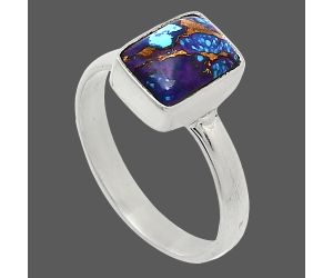 Kingman Purple Dahlia Turquoise Ring size-8 SDR239361 R-1007, 7x9 mm