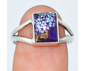 Kingman Purple Dahlia Turquoise Ring size-8 SDR239362 R-1008, 7x9 mm