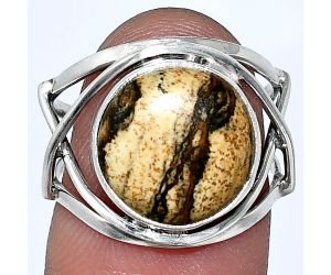 Picture Jasper Ring size-7 SDR239407 R-1054, 12x12 mm