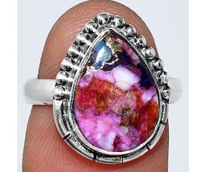 Kingman Pink Dahlia Turquoise Ring size-7 SDR239444 R-1151, 10x14 mm