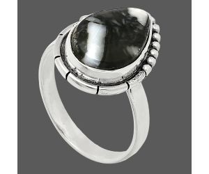 Mexican Cabbing Fossil Ring size-8 SDR239469 R-1151, 10x15 mm