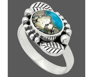 Kingman Turquoise With Pyrite Ring size-7 SDR239511 R-1154, 7x9 mm
