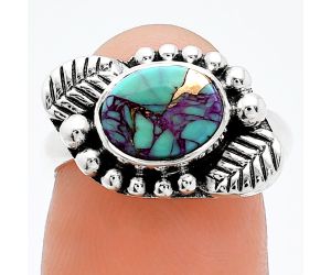 Kingman Purple Dahlia Turquoise Ring size-7 SDR239528 R-1154, 7x9 mm