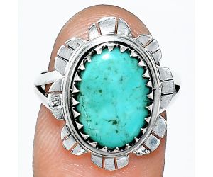 Natural Rare Turquoise Nevada Aztec Mt Ring size-7.5 SDR239684 R-1341, 9x13 mm