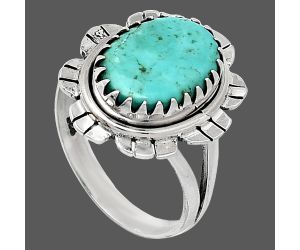 Natural Rare Turquoise Nevada Aztec Mt Ring size-7.5 SDR239684 R-1341, 9x13 mm